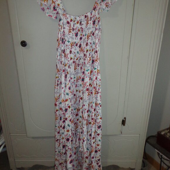 NWOT ANANDAS COLLECTION Hi-Lo Floral Sundress XL Smocked Bodice Ruffle Shoulder - Picture 1 of 13
